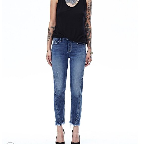 Hudson Rival Seamed High Rise Straight Jeans in Vexa Faded Black Size 27 - Picture 2 of 9